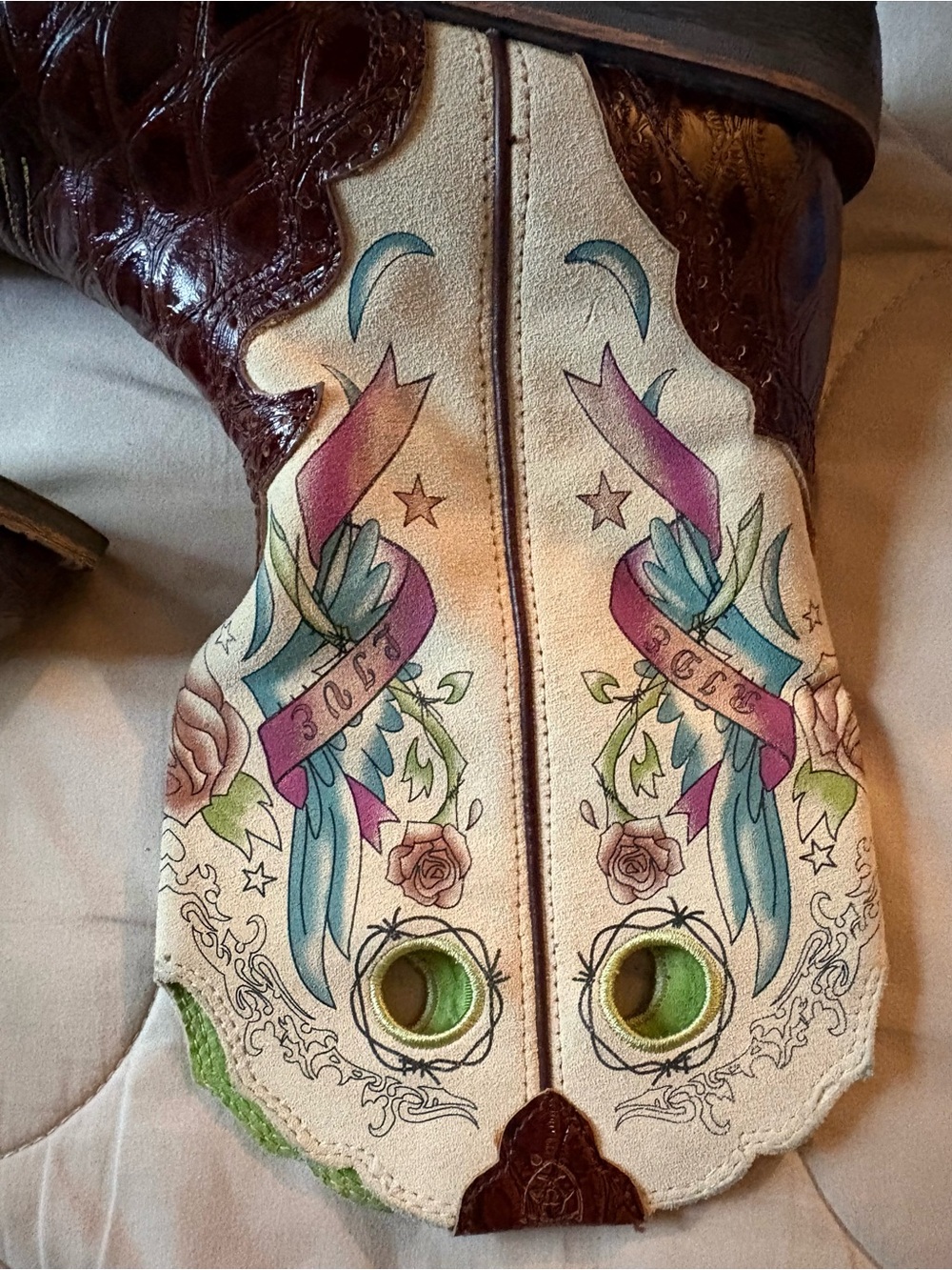Ariat Brown and Cream Women's Heeled Cowboy Boots - Picture 4 of 12